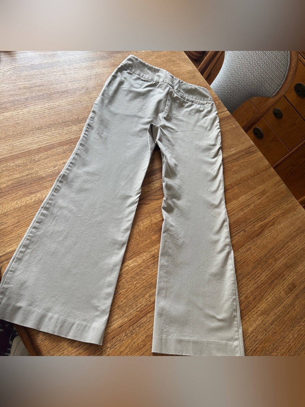 Ann Taylor Petites Tan Khaki Wide Leg Trousers Size 6P Stretch Cotton - Picture 5 of 10
